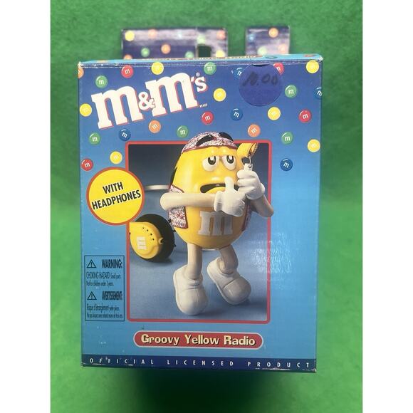 M&Ms Old School Radio With Headphones Collectible Groovy‎ Yellow Radio M&M - Picture 1 of 6